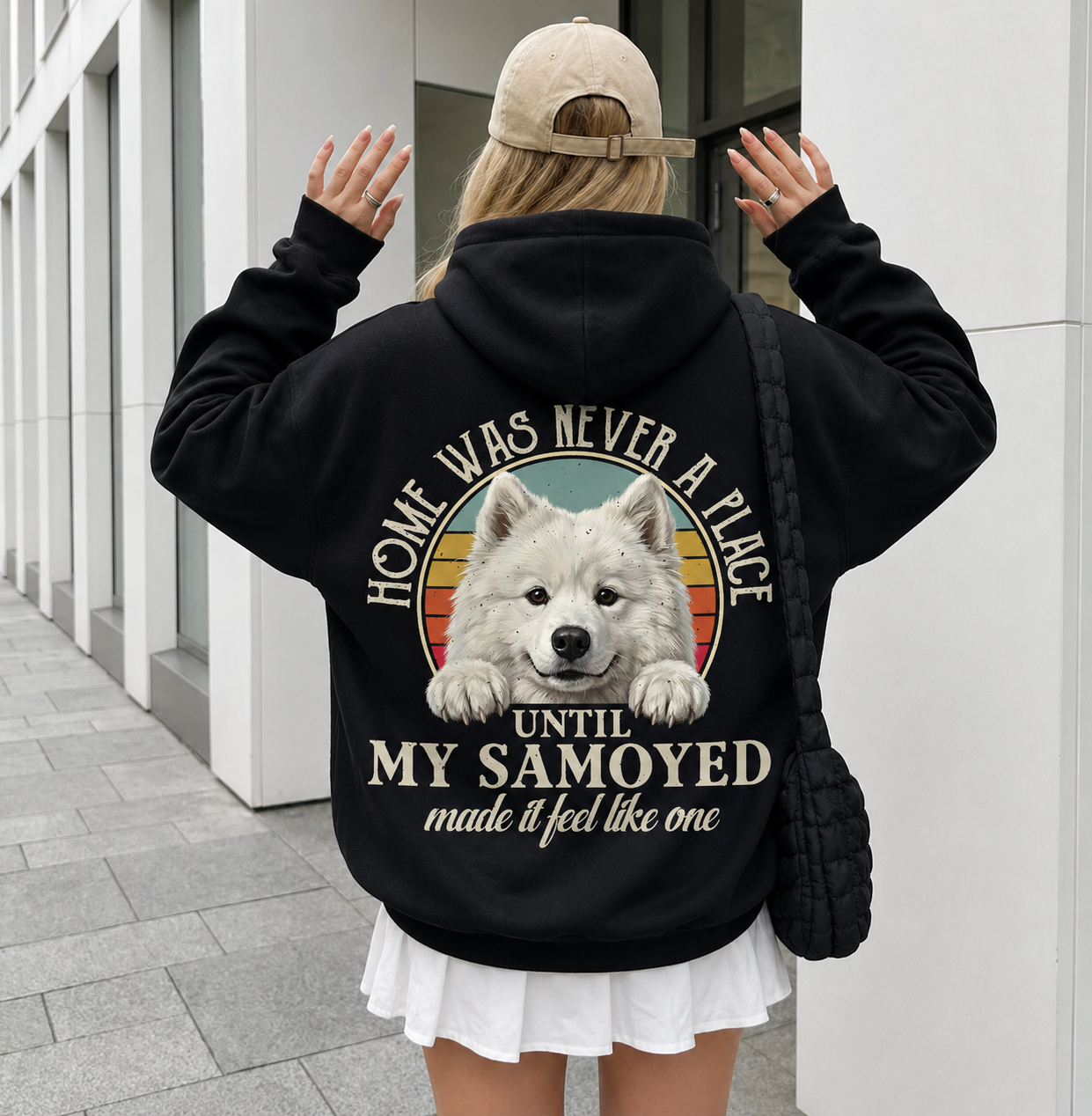 Home Was Never a Place Hoodie - Samoyed dog lover back view