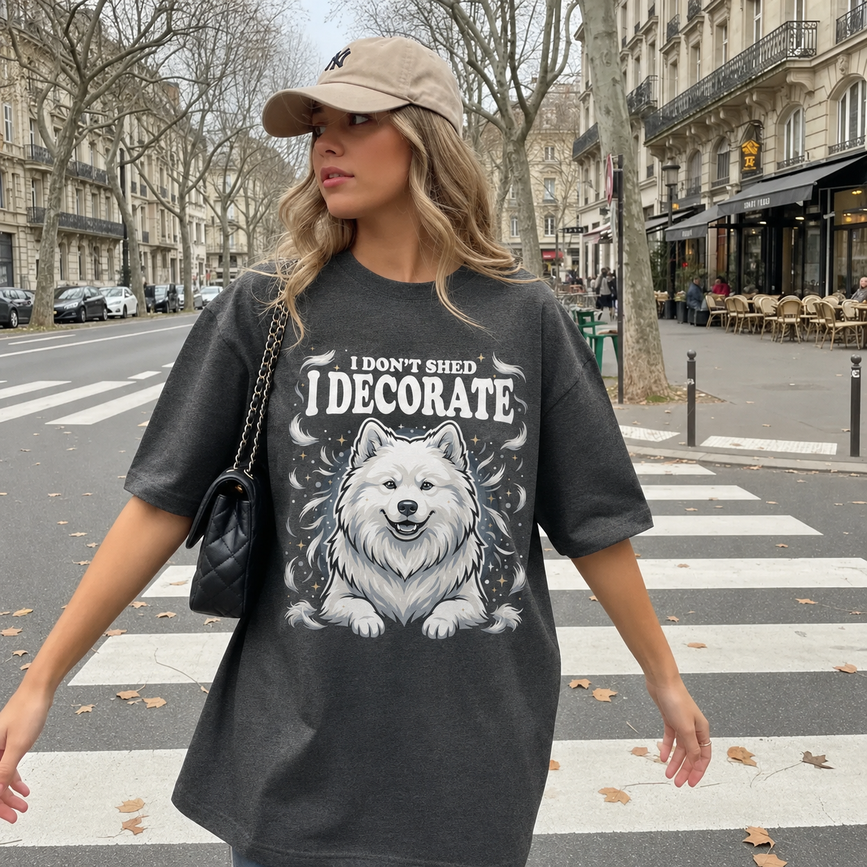 I Don't Shed, I Decorate – Funny Samoyed T-Shirt — product image 3
