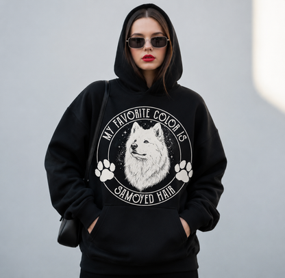 My Favorite Color Is Samoyed Hair Hoodie - back view