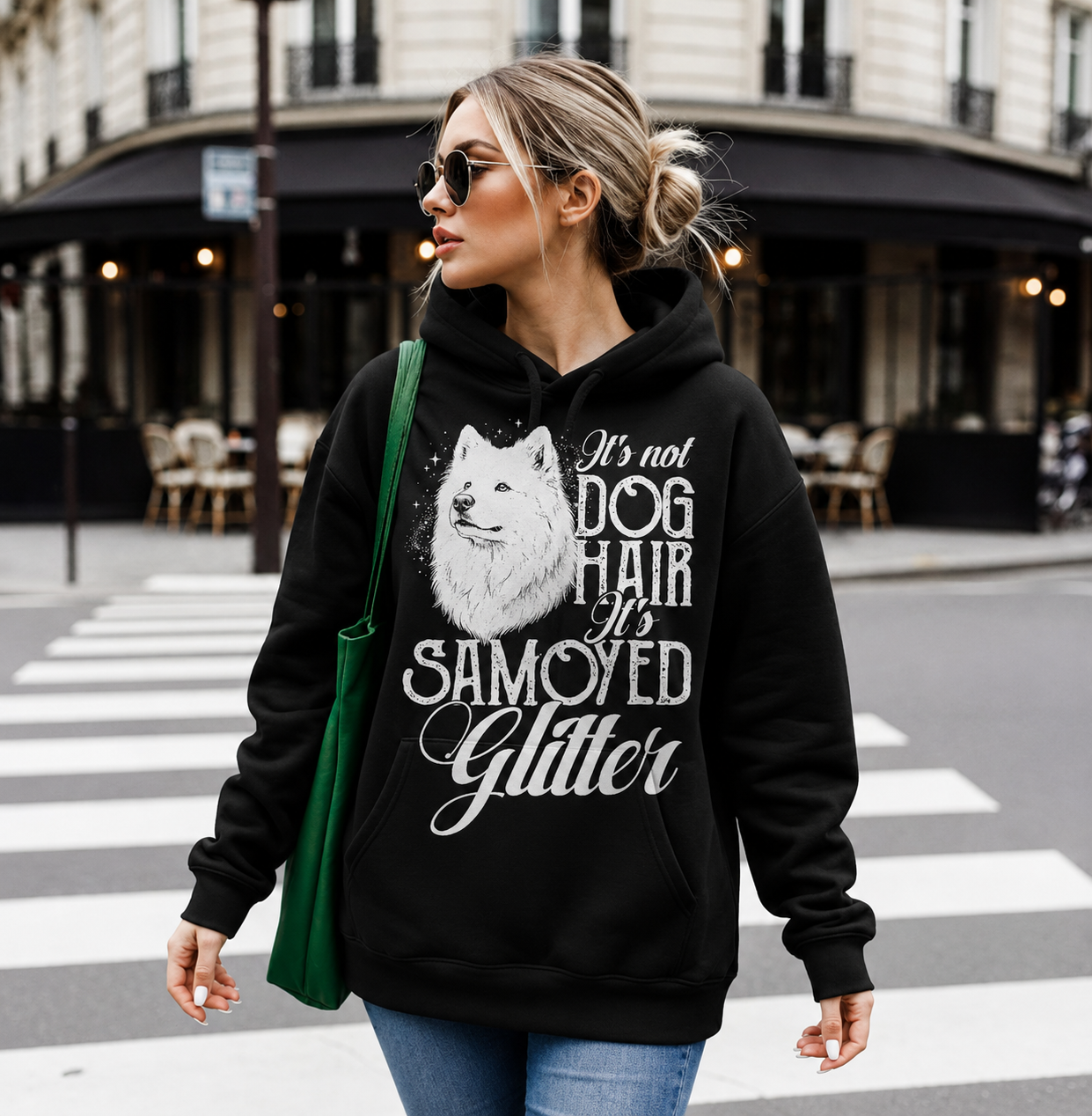 It's Not Dog Hair It's Samoyed Glitter Hoodie - back view