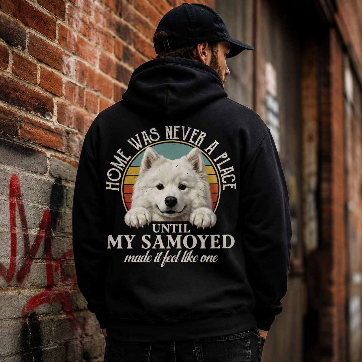 Home Was Never a Place Hoodie - Samoyed dog lover front design