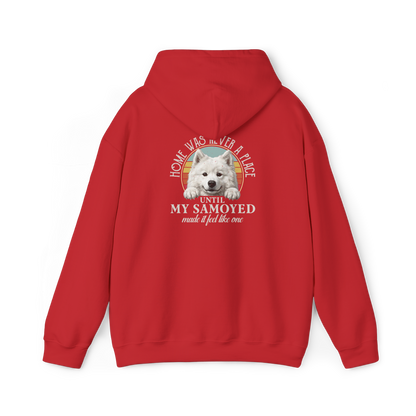 Home Was Never a Place Hoodie | Samoyed Dog Lover Gift — red, back view