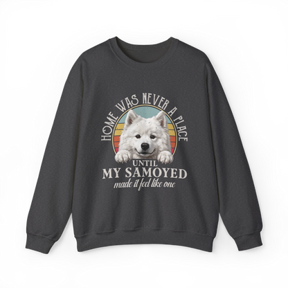 Home Was Never a Place — Samoyed Sweatshirt — dark heather, front view