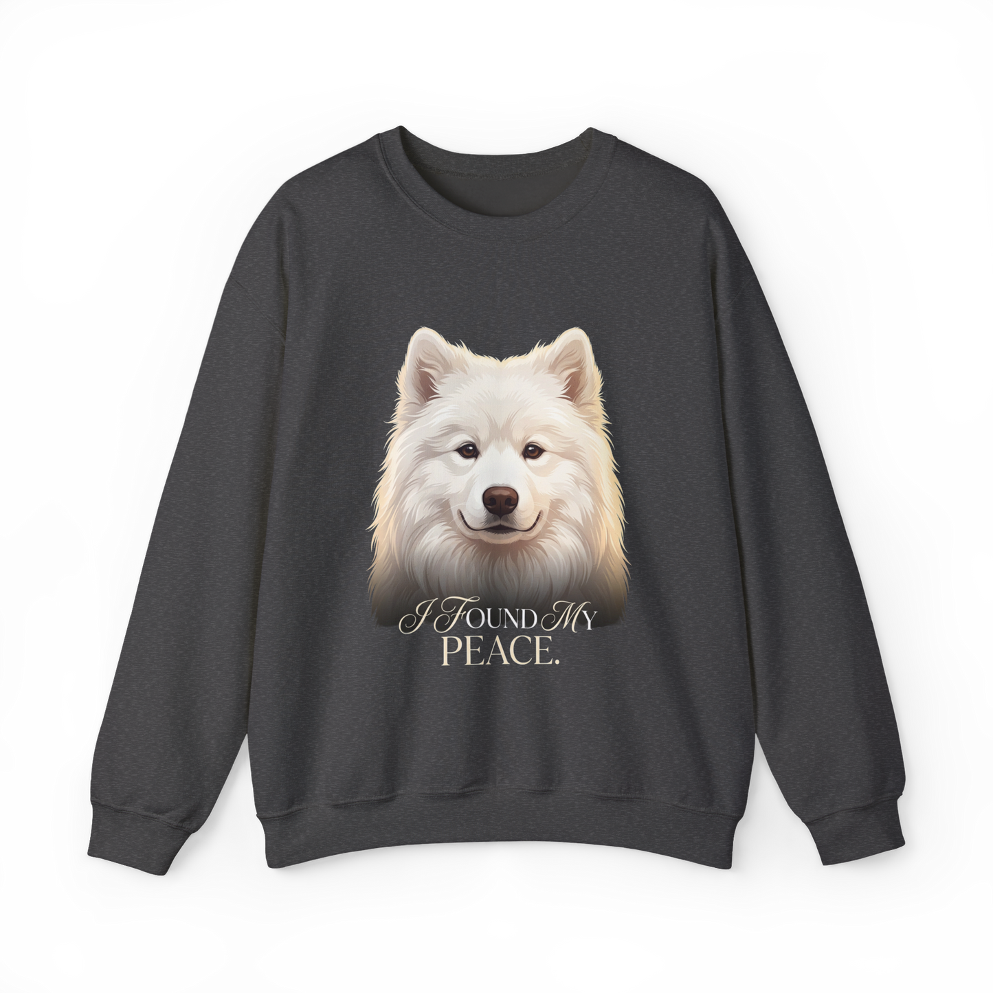 I Found My Peace — Samoyed Sweatshirt — dark heather, front view