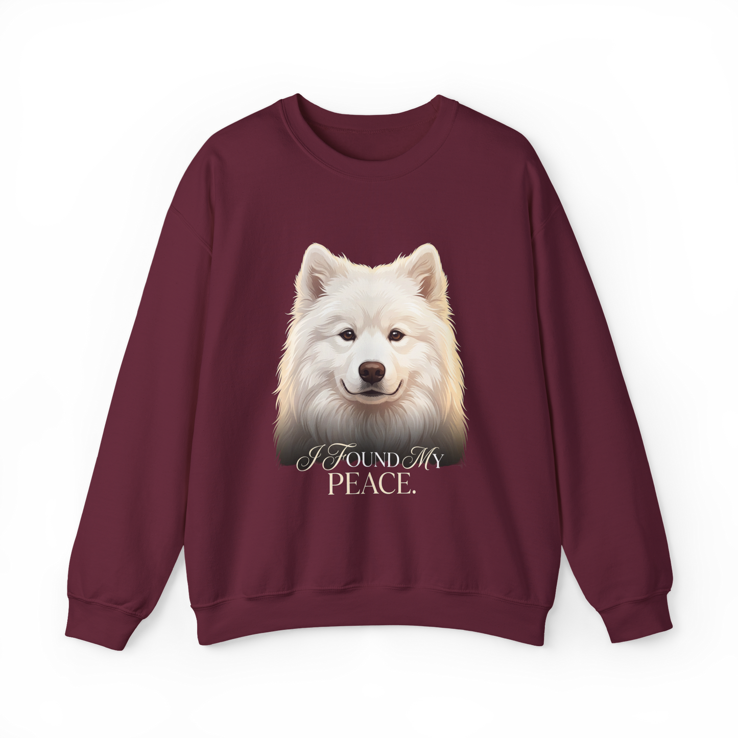 I Found My Peace — Samoyed Sweatshirt — maroon, front view