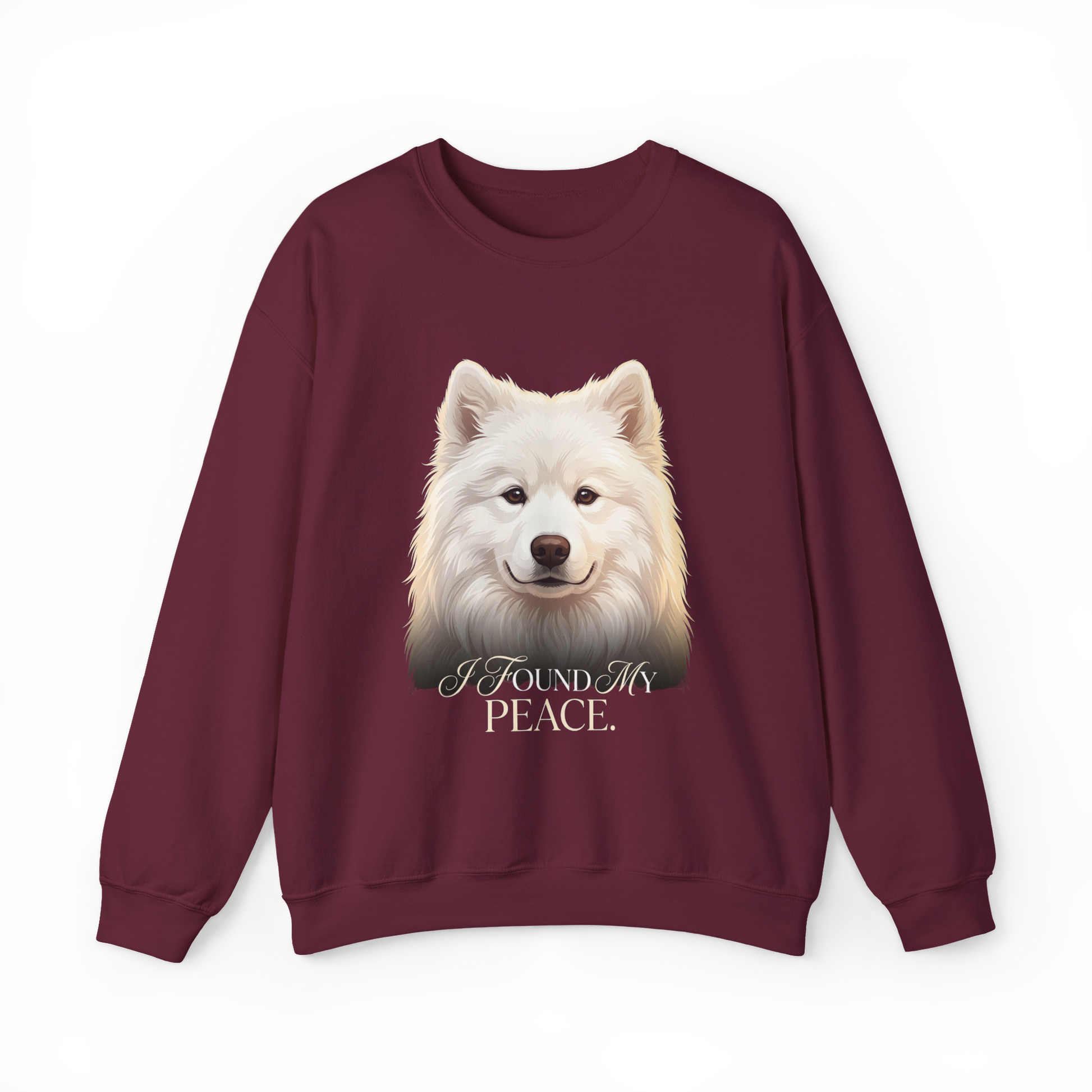 I Found My Peace — Samoyed Sweatshirt — maroon, front view