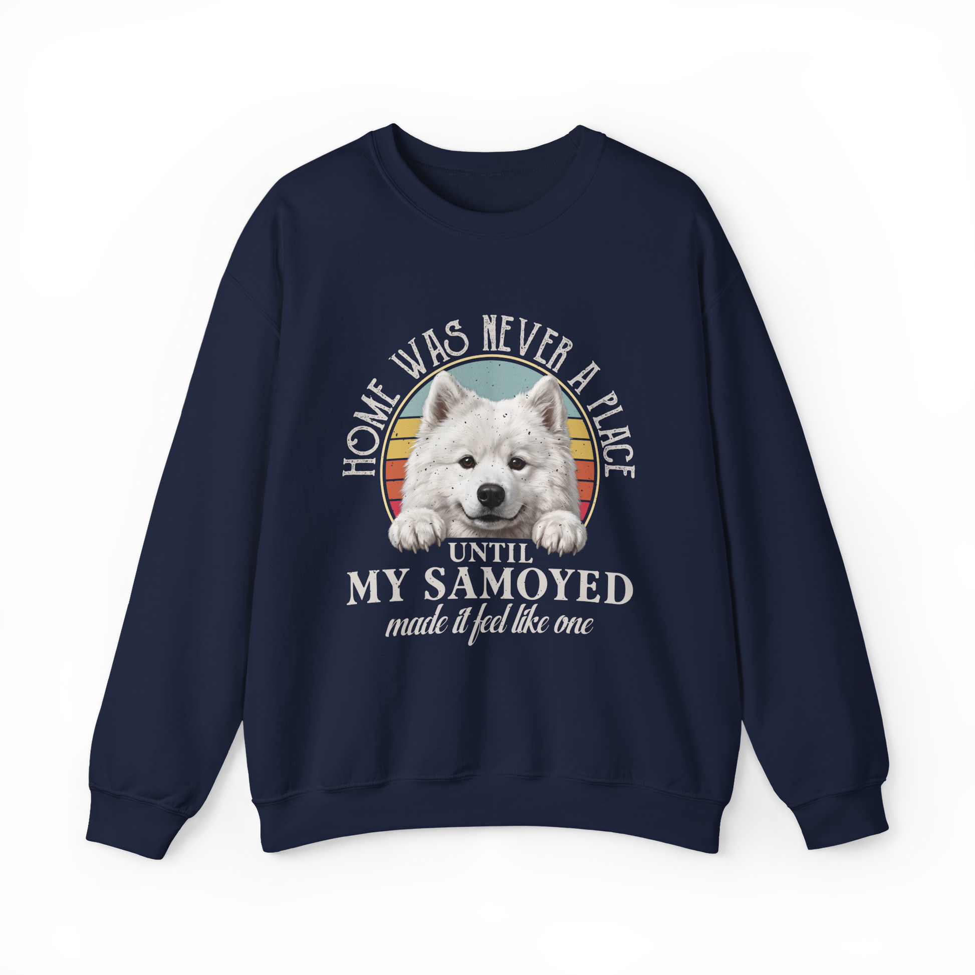 Home Was Never a Place — Samoyed Sweatshirt — navy, front view
