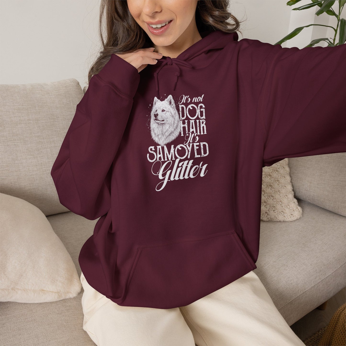 It's Not Dog Hair, It's Samoyed Glitter Hoodie | Funny Samoyed Shirt — maroon
