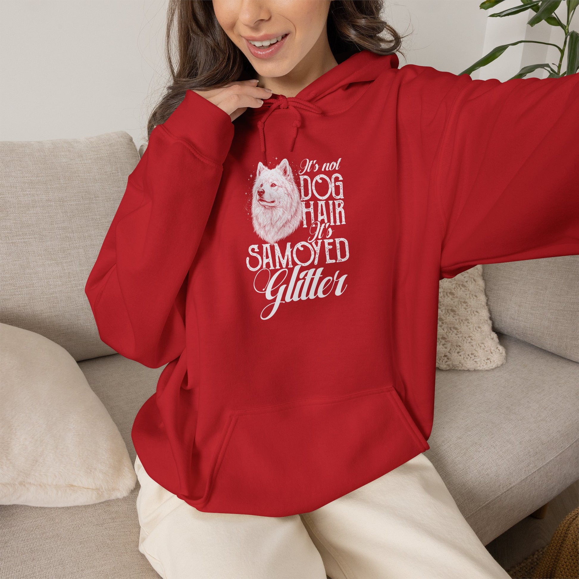 It's Not Dog Hair, It's Samoyed Glitter Hoodie | Funny Samoyed Shirt — red