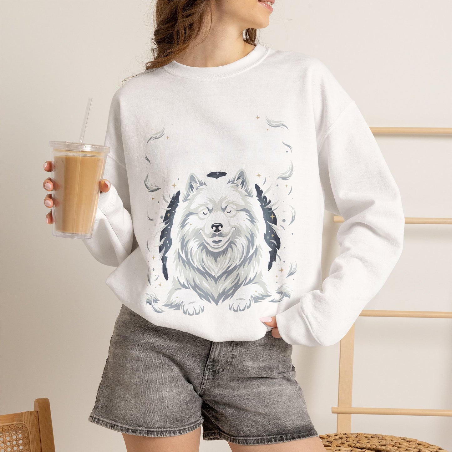 I Don't Shed, I Decorate Sweatshirt | Funny Samoyed Owner Gift — white