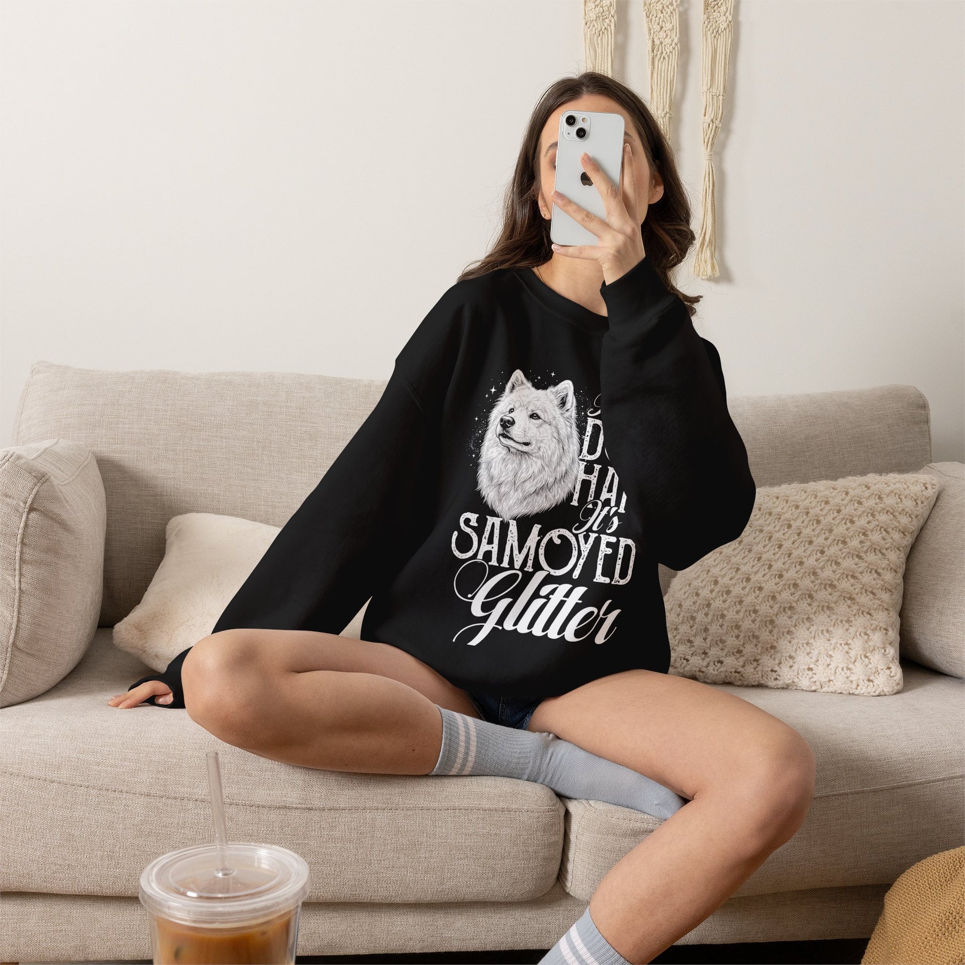 It's Not Dog Hair, It's Samoyed Glitter Sweatshirt | Funny Samoyed Shirt — black