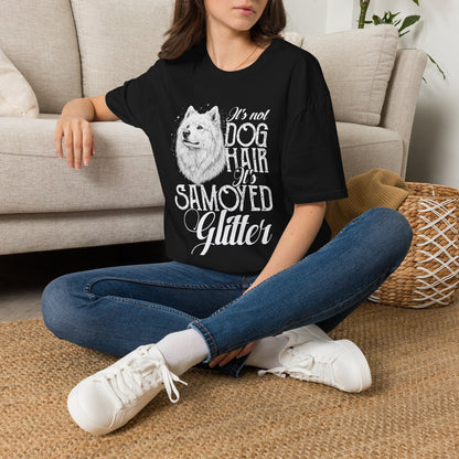 It's Not Dog Hair, It's Samoyed Glitter Tee — black