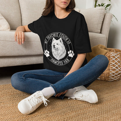 My Favorite Color Is Samoyed Hair Funny T-Shirt — black