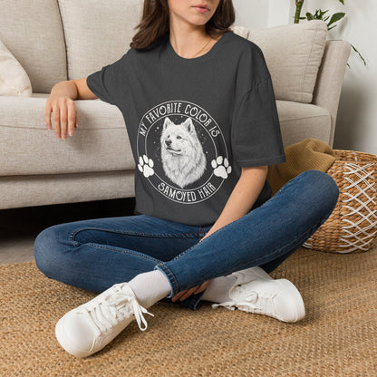 My Favorite Color Is Samoyed Hair Funny T-Shirt — dark heather