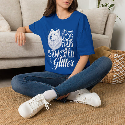 It's Not Dog Hair, It's Samoyed Glitter Tee — royal
