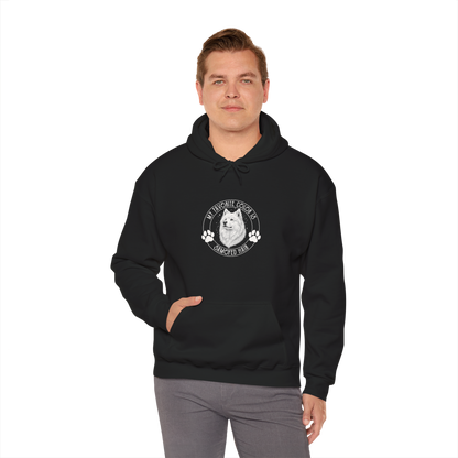 My Favorite Color Is Samoyed Hair Hoodie | Samoyed Owner Gift — black, worn by model