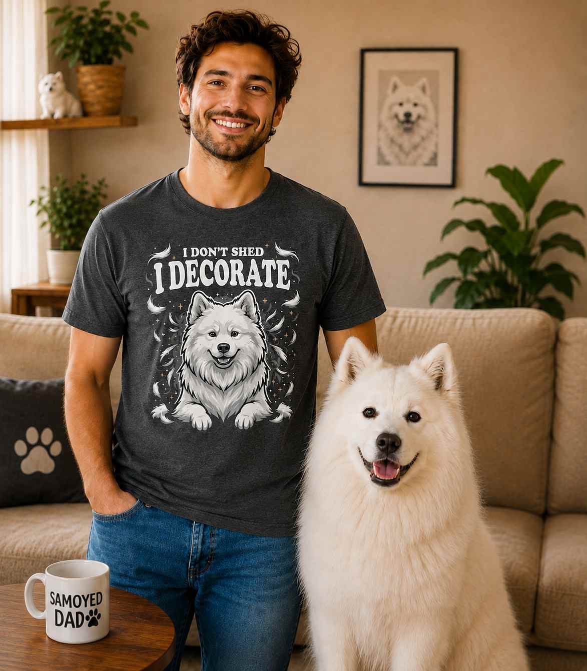 I Don't Shed, I Decorate – Funny Samoyed T-Shirt
