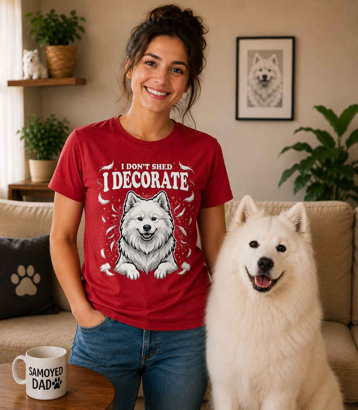 I Don't Shed, I Decorate – Funny Samoyed T-Shirt